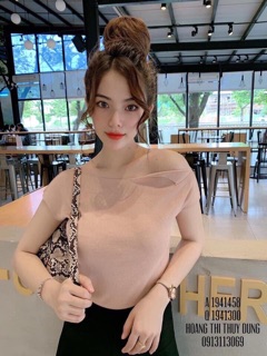 Áo len mỏng cổ thuyền lệch vai ( kèm video, ảnh thật)
