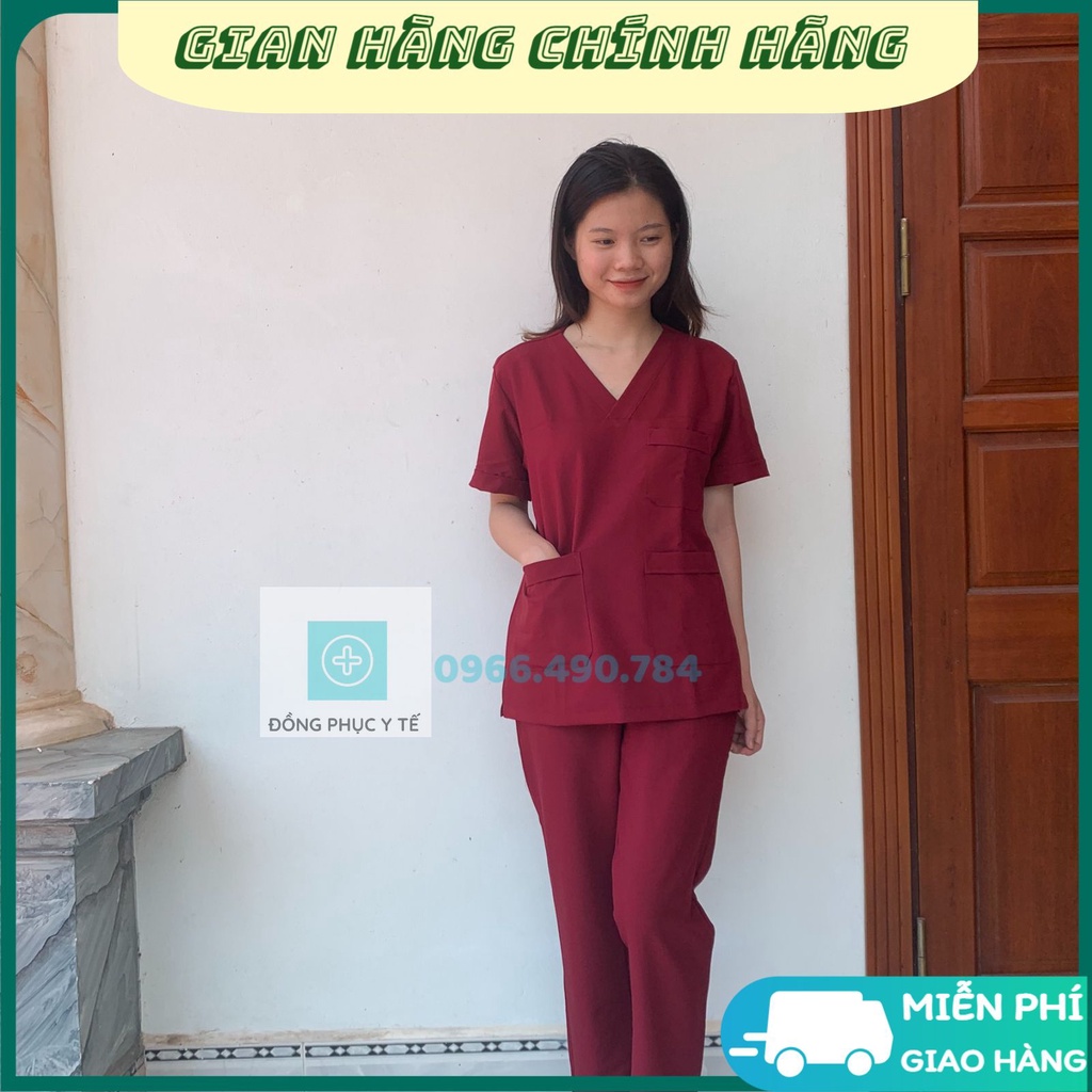 Bộ Scrubs Bác Sĩ Cổ Tim, Đồng Phục Y Tế Cao Cấp