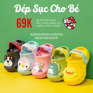 Dép sục cho bé MARIO sticker đáng yêu quai dép linh hoạt đế xốp mềm mại