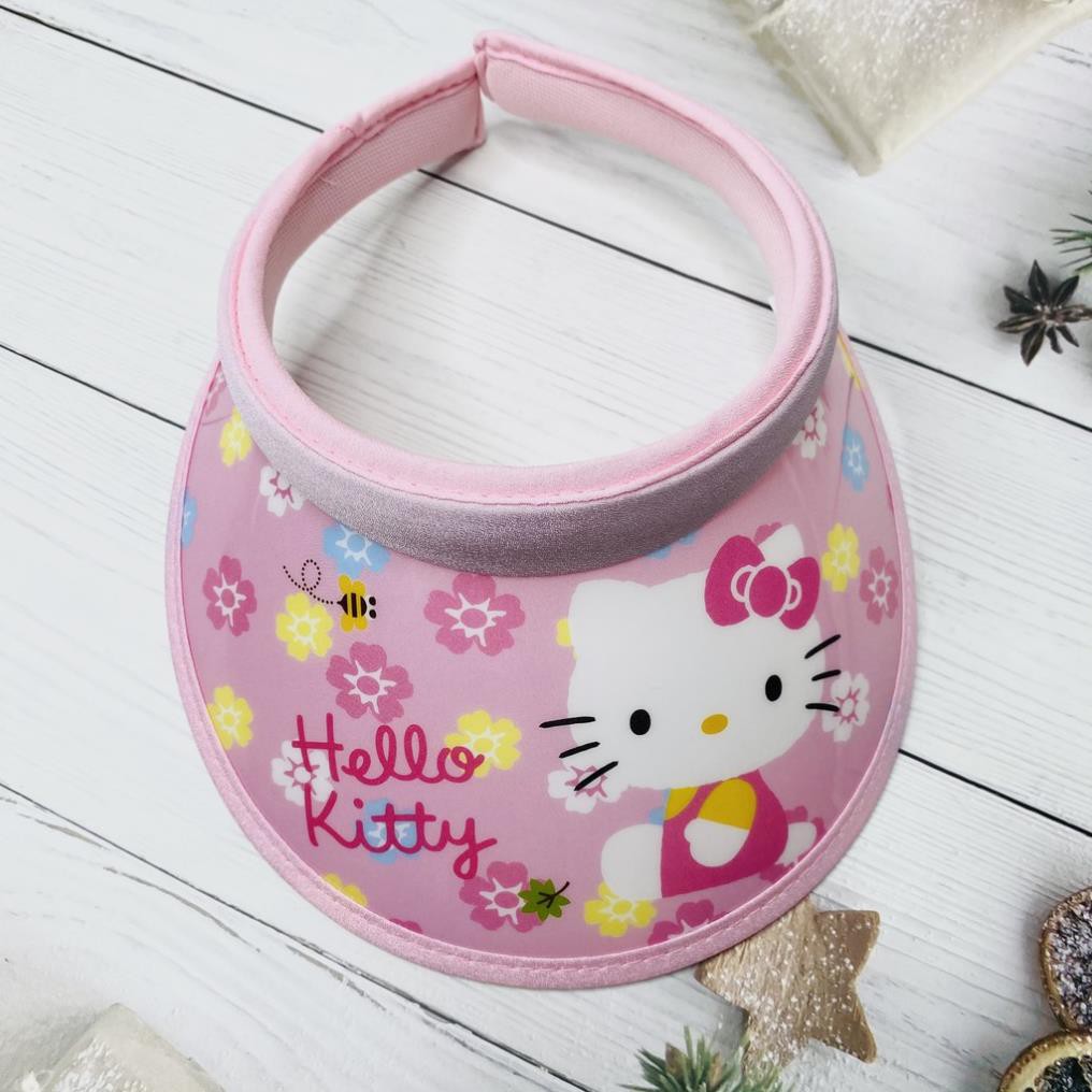 Mũ nửa đầu, nón đi biển cho bé in hình mèo hello kitty đáng yêu, cực sành điệu