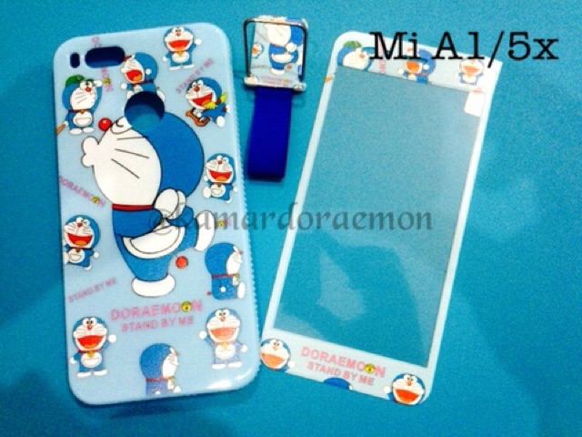 Ốp Điện Thoại Mặt Kính Hình Doraemon + Iring + Tramped