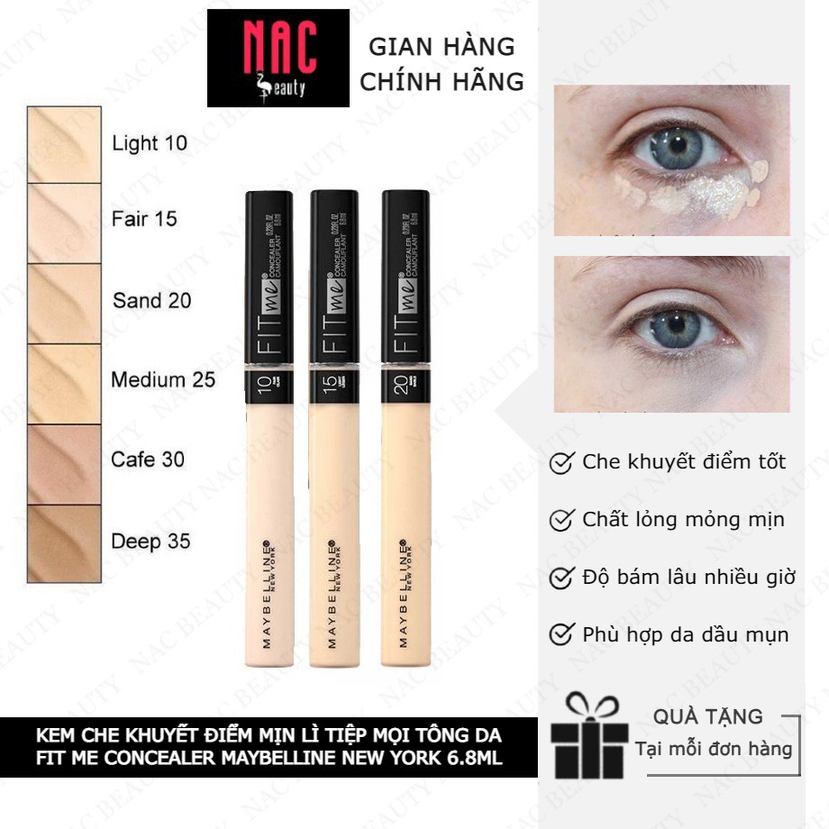 Che Khuyết Điểm Mịn Lì Fit Me Maybelline 25 Medium Fit Me Concealer 6.8ml