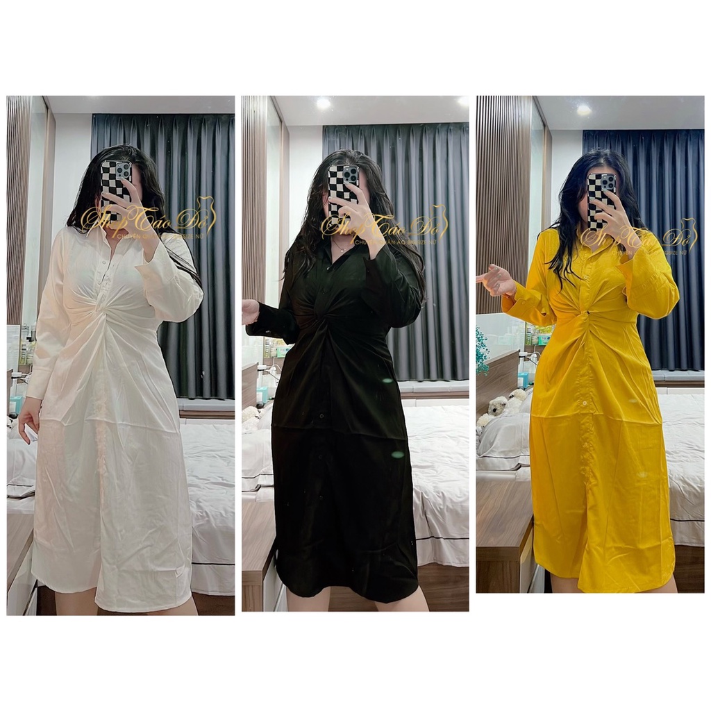 Đầm Sơ Mi Thanh Lịch Kiểu Vintage D100 (TÁO ĐỎ BIGSIZE 55-90KG) 🍎🍎🍎