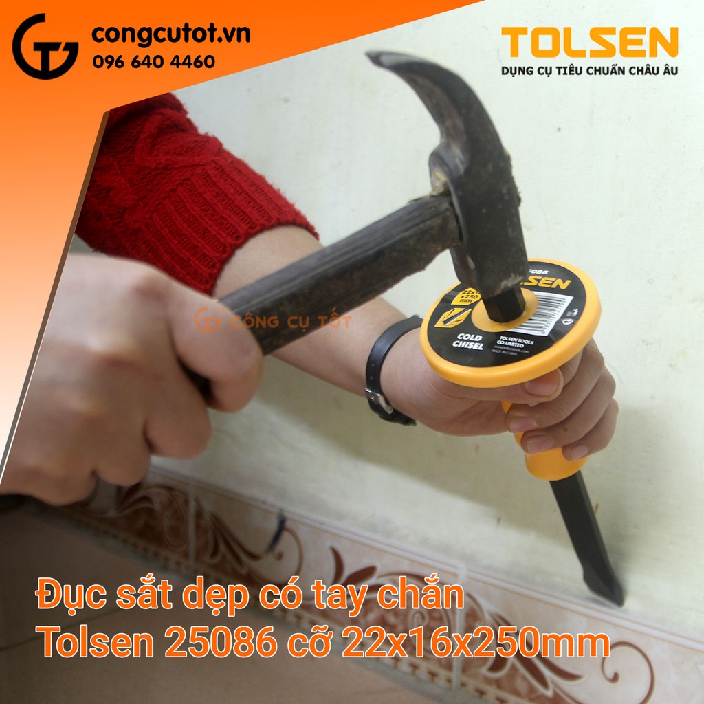 Đục sắt dẹp có tay chắn TOLSEN 25086 cỡ 22x16x250mm