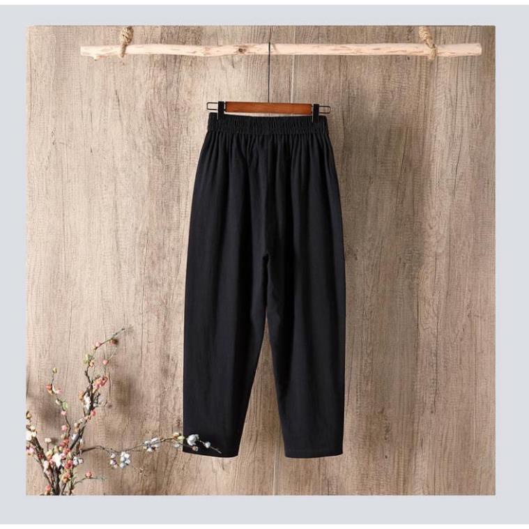 Quần baggy đũi xước nhật cạp chun form đẹp