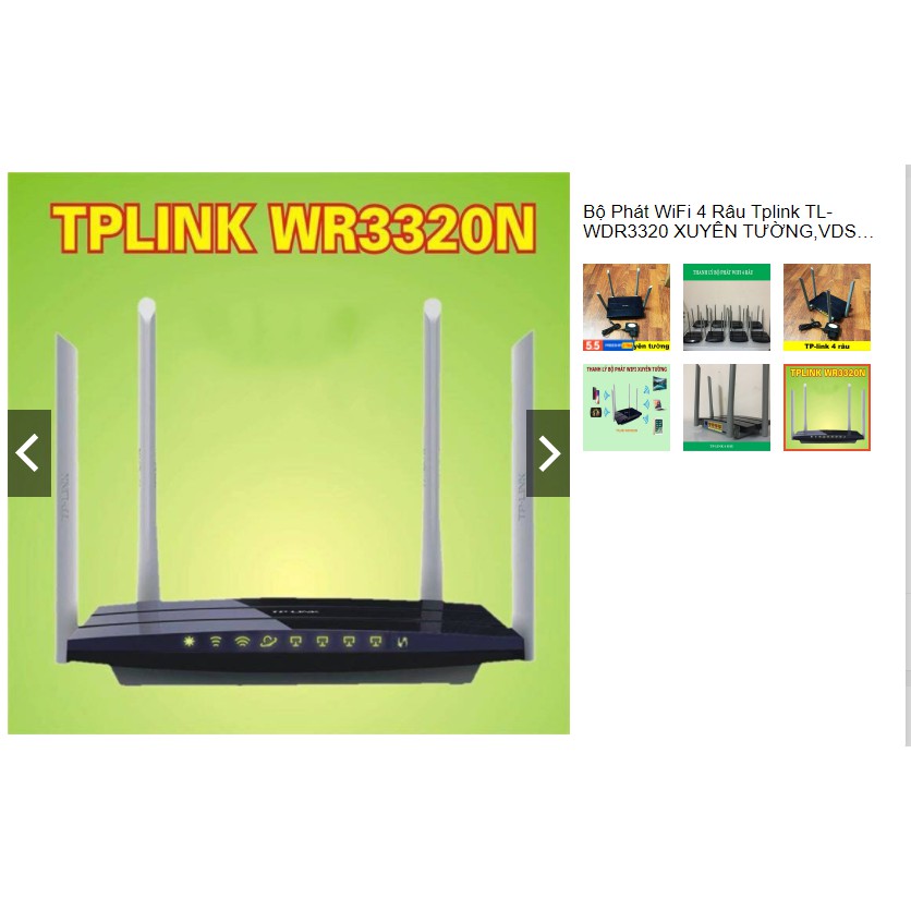 Bộ Phát WiFi 4 Râu Tplink TL-WDR3320 Xuyên Tường 2 băng tần