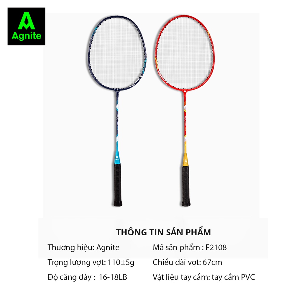 Bộ 2 vợt cầu lông chính hãng AGNITE, khung carbon cao cấp siêu nhẹ, chuyên nghiệp - giá rẻ, bền đẹp