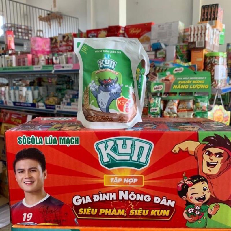 thùng sữa kun hương nho/hương cam/hương dâu/sôcôla 24 túi 110 ml