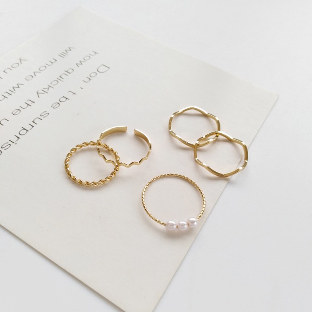 Set 5 Nhẫn Đeo Ngón Tay Thiết Kế Đơn Giản Nhiều Màu Sắc Thời Trang Cho Nữ