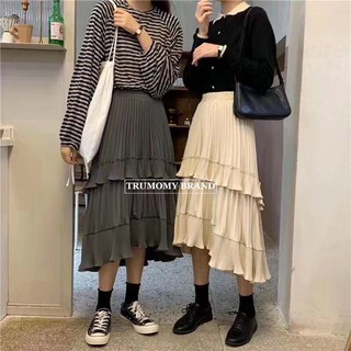 Chân váy xòe dài đuôi cá lụa Vintage Quảng Châu - Trumomy