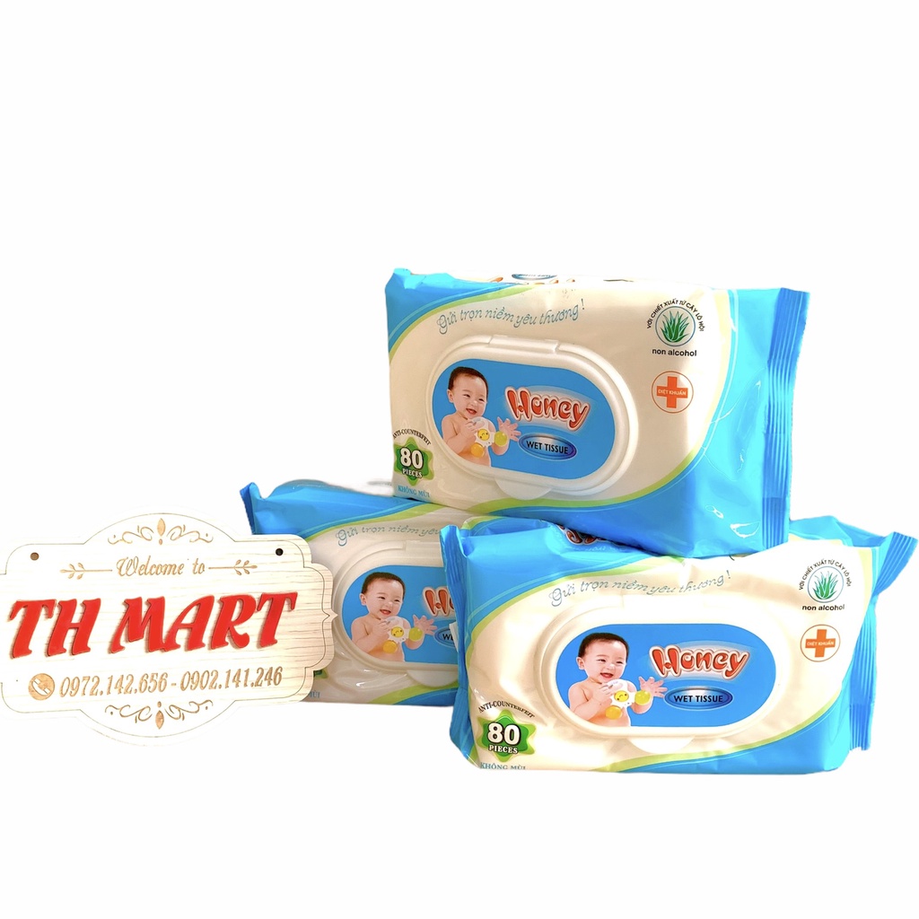 combo 3 bịch giấy ướt honey 80 tờ