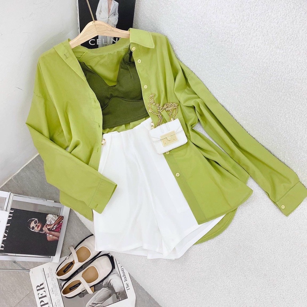 Set áo sơ mi+ áo bra+ quần sort cá tính phong cách thời trang XUKA DRESS