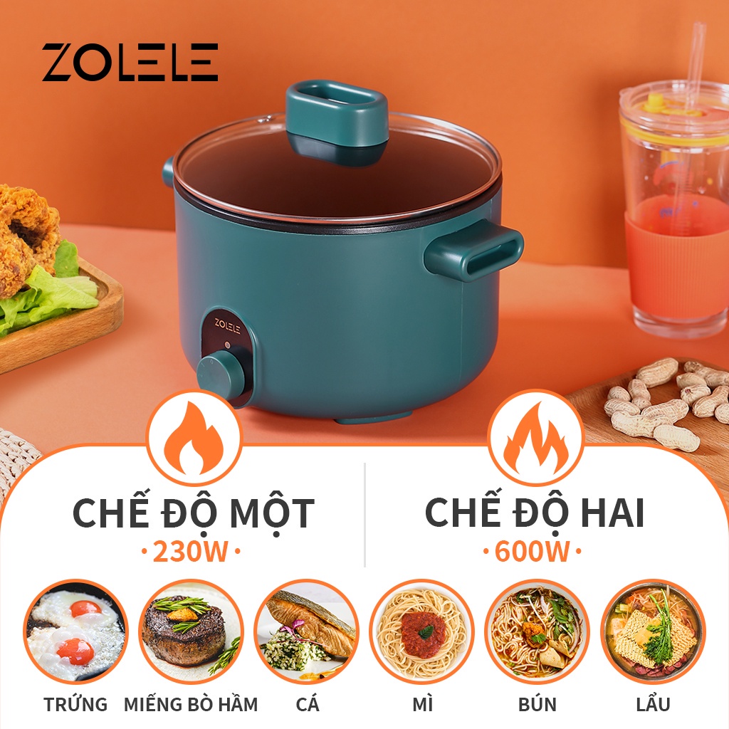 Nồi Nẩu Lẩu Điện đa năng ZOLELE ZC002 3L 600W Chất liệu chảo chống dính Nấu nhanh trong 15 phút