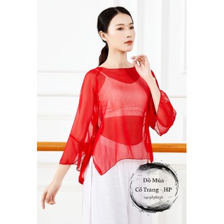 [Hàng có sẵn] Áo múa voan cổ tròn (vạt sau ngắn)
