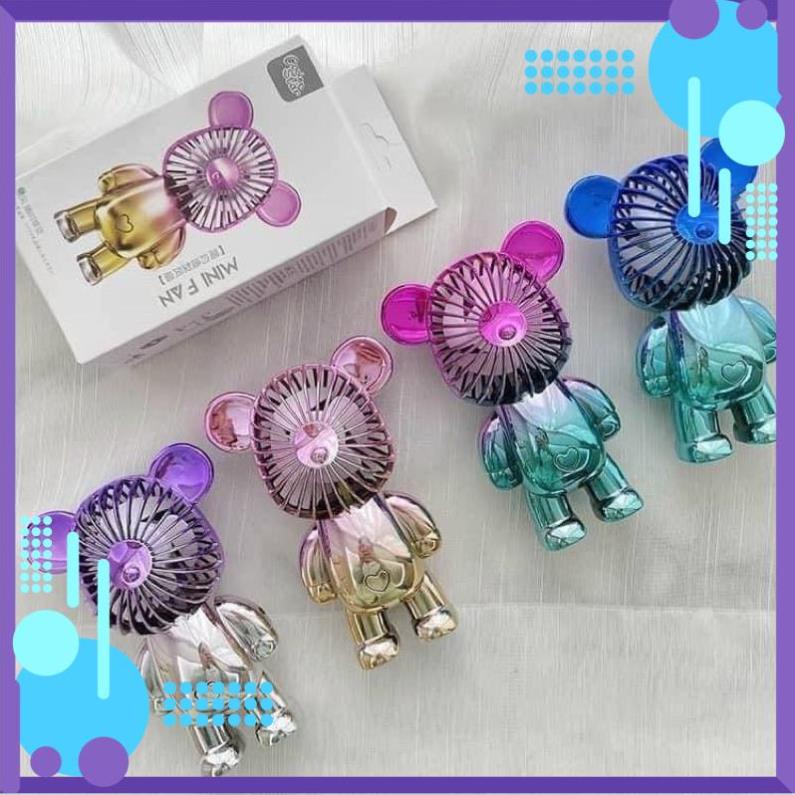 [FREESHIP] Quạt Mini Tích Điện Cầm Tay Hình Gấu Bearbrick Dễ Thương Sạc Usb