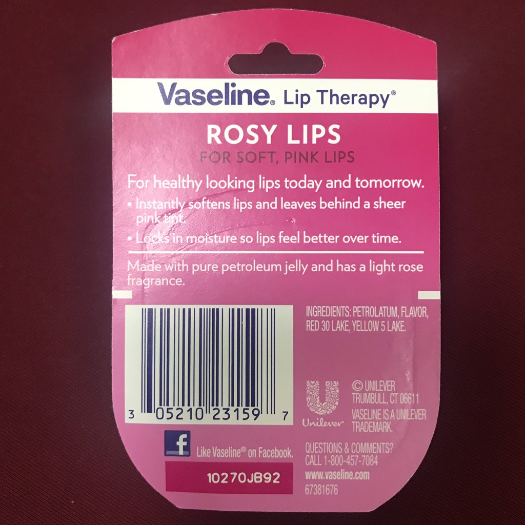 [SALE] [CAM KẾT 100% CHÍNH HÃNG] Sáp Dưỡng Môi Hồng VASELINE Lip Therapy Chống Khô Nứt, Thâm Môi