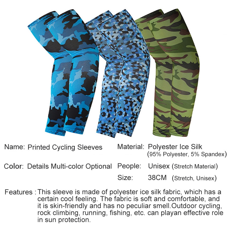 Đôi găng cánh tay đi xe đạp ngoài trời vải lụa lạnh thoáng khí chống tia UV dành cho mùa hè