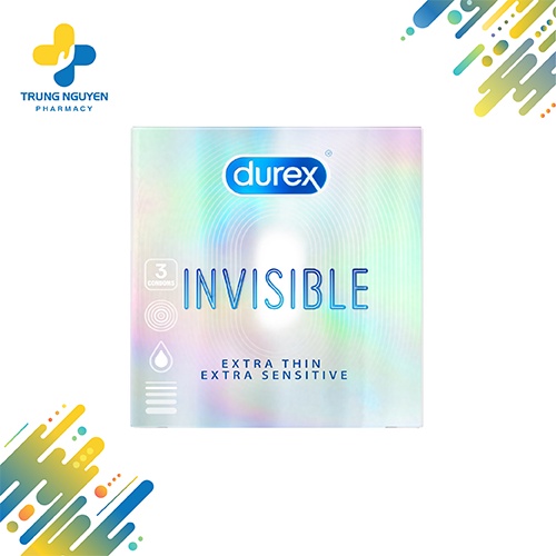 Bao cao su Durex Invisible Extra Thin Extra Sensitive (Hộp 3 cái)