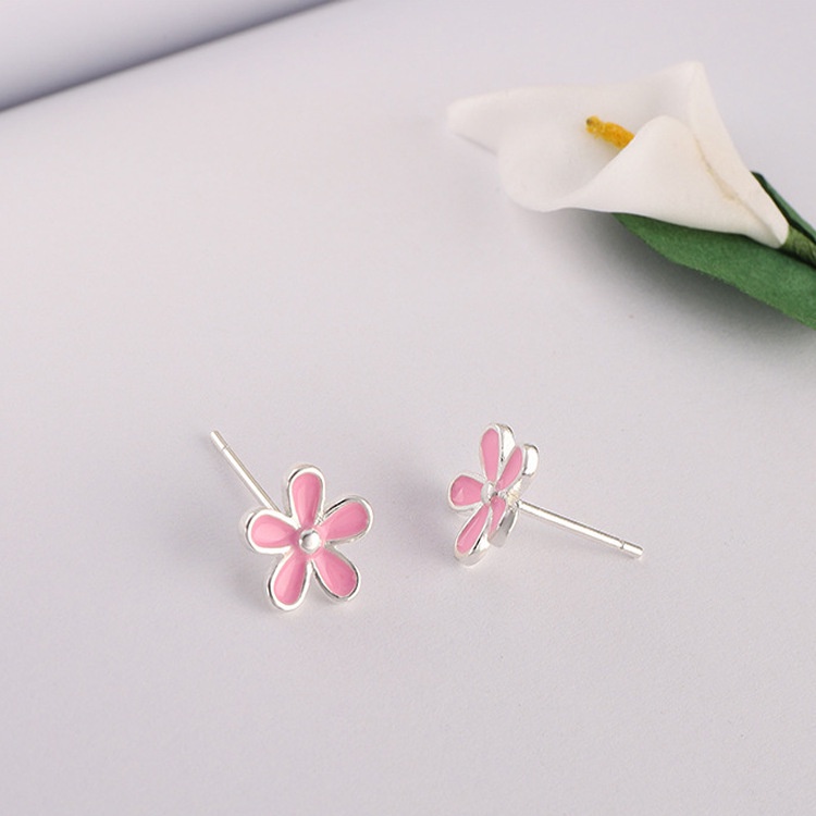 Bông Tai Hình Hoa Năm Cánh Màu Hồng Phong Cách Hàn Quốc Thời Trang Cho Nữ