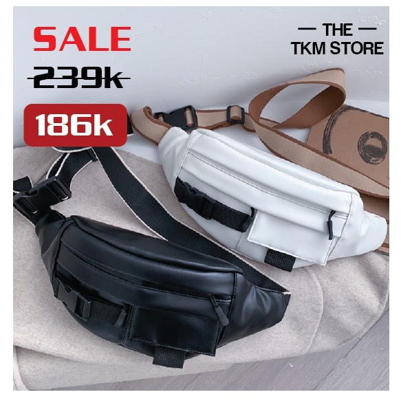 Túi đeo chéo, túi bao tử, túi unisex chất liệu da - TKM STORE