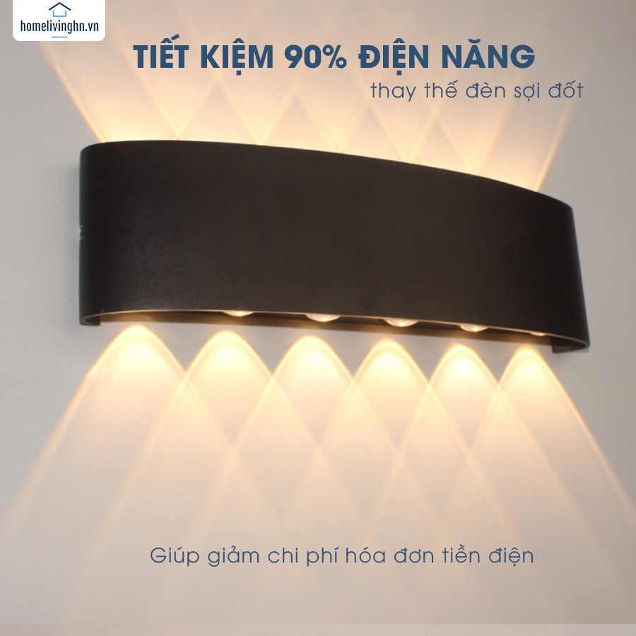 Đèn Led hắt tường 2 chiều sáng dán tường chống nước trang trí phòng khách, ban công cầu thang