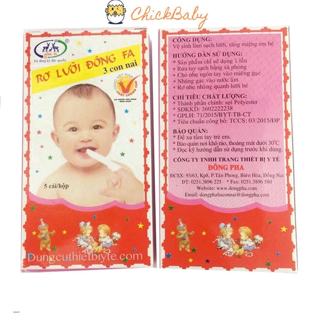 Rơ lưỡi cho bé sơ sinh, tưa lưỡi Đông Pha đầu nhỏ từ 0 tuổi, vệ sinh lưỡi cho bé ChickBabyShop