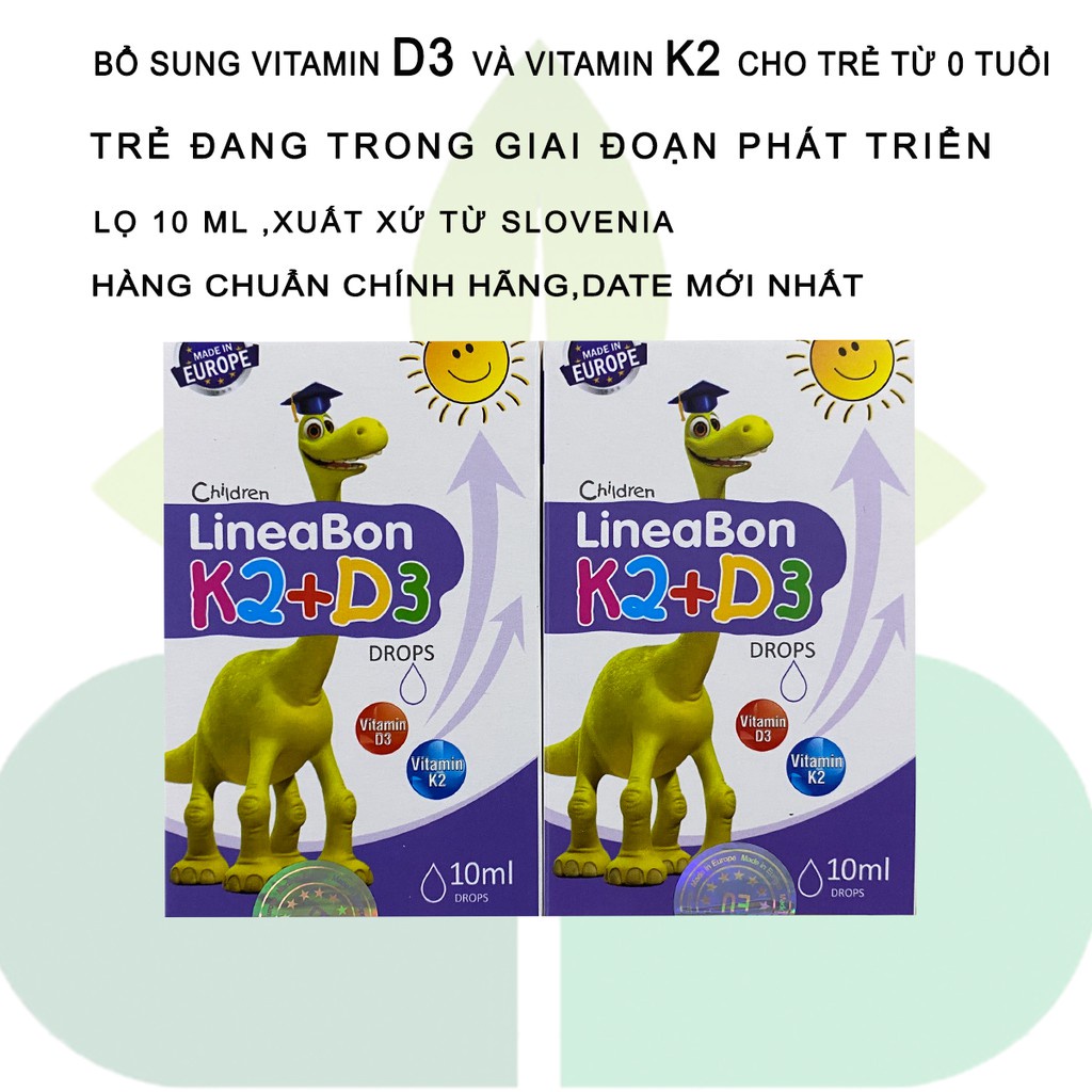 Lineabon K2+D3 - Giúp Trẻ Hấp Thu Canxi Tốt Hơn -  Tăng Chiều Cao Lọ 10ml
