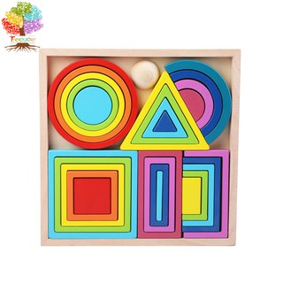 Set đồ chơi rút gỗ Treeyear giữ thăng bằng màu cầu vồng vui nhộn đáng yêu dành cho bé