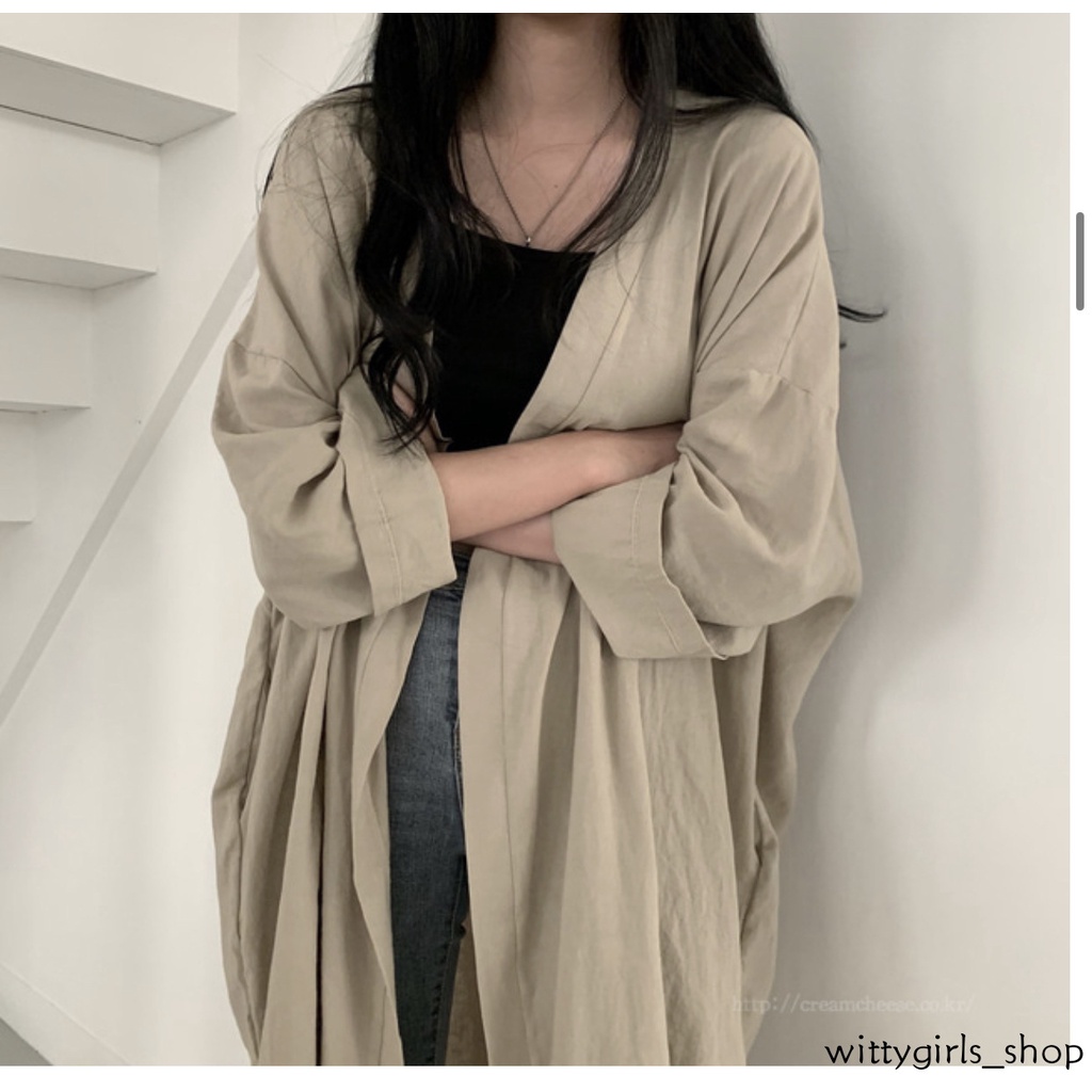 Wittygirls-áo Khoác Cardigan Tay Dài Màu Trơn Chống Nắng Cho Nữ