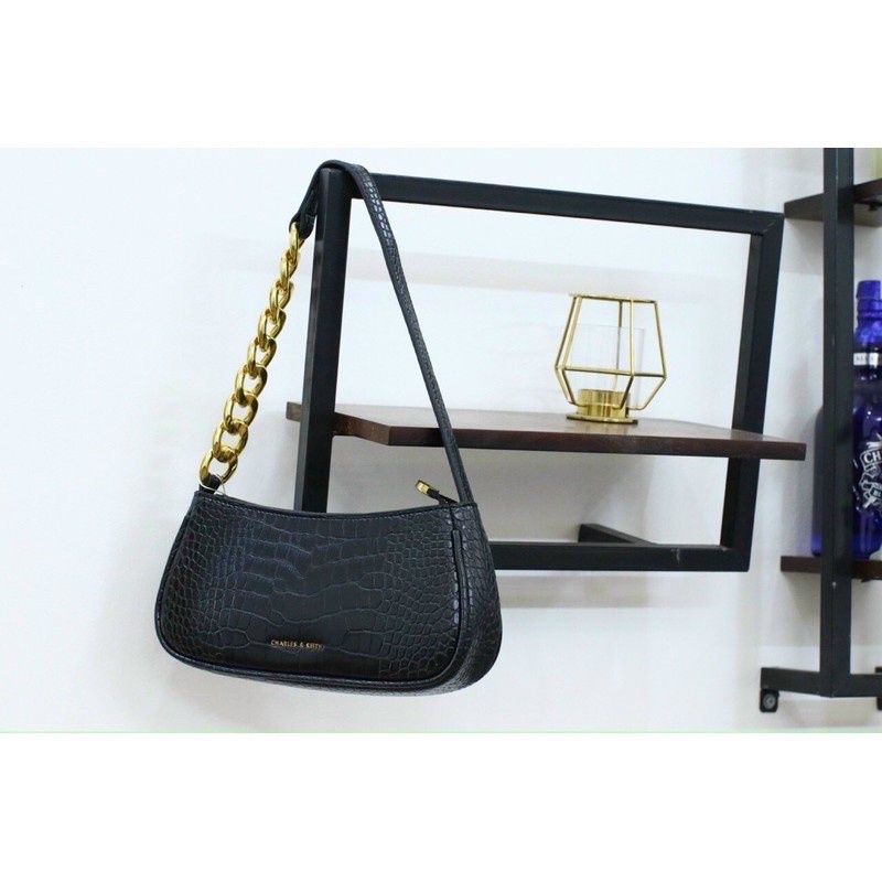 Túi Kẹp Nách da mềm phối xích da rắn siêu hot - Túi kẹp nách da răn trắng đen siêu đẹp