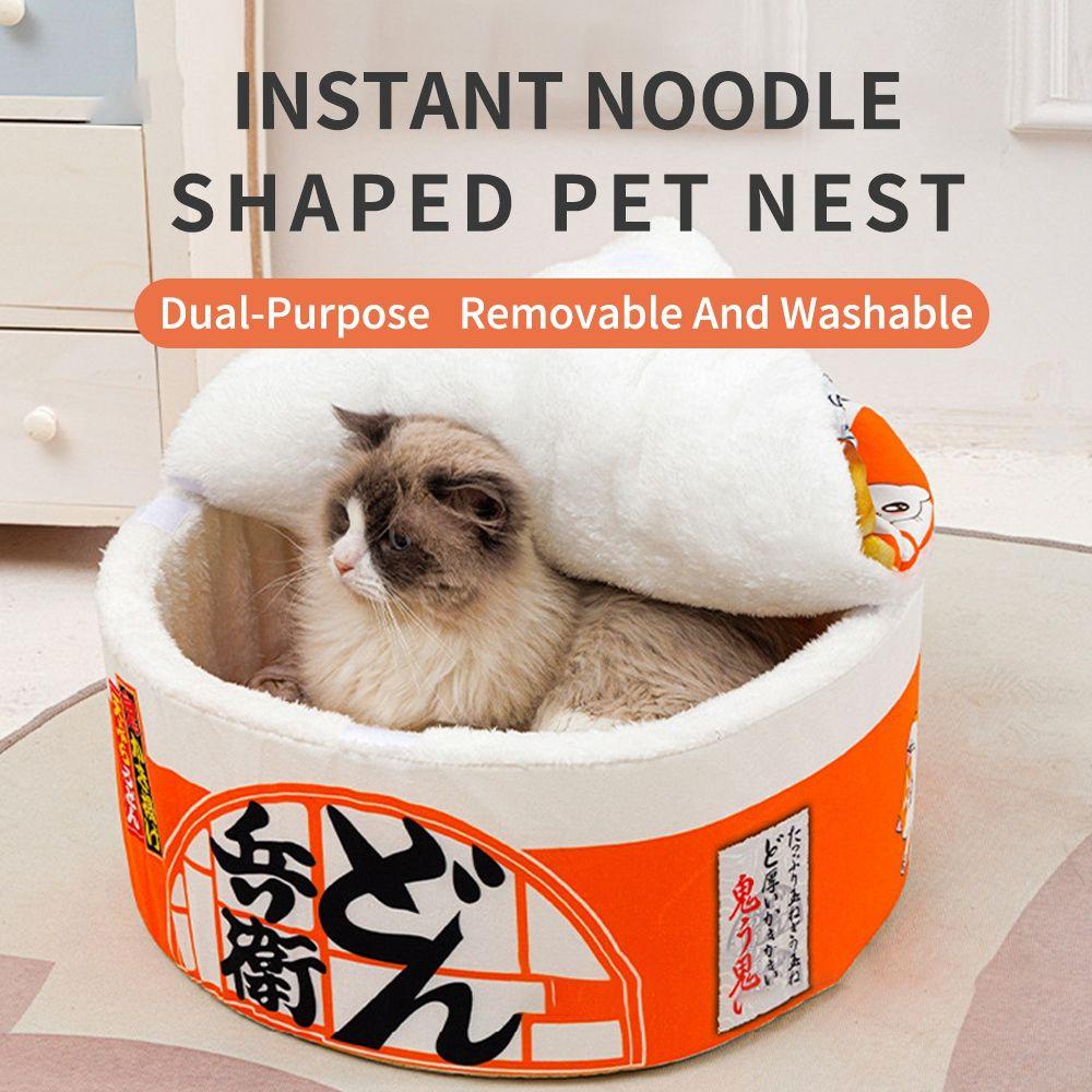 AARON1 Đệm Ngồi Mềm Mại Hình Ramen Giữ Ấm Bốn Mùa Cho Mèo Cưng