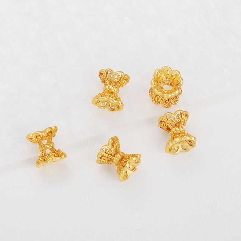 Hạt Xâu Chuỗi Vàng 18k Hai Mặt 8 * 9mm Tự Làm Trang Sức Tiện Dụng