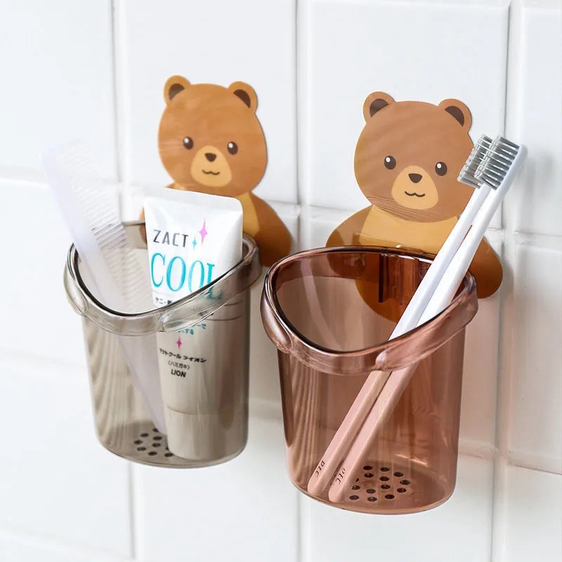 Giá Đỡ Bàn Chải Đánh Răng Gắn Tường Hình Chú Gấu Dễ Thương Tiện Dụng