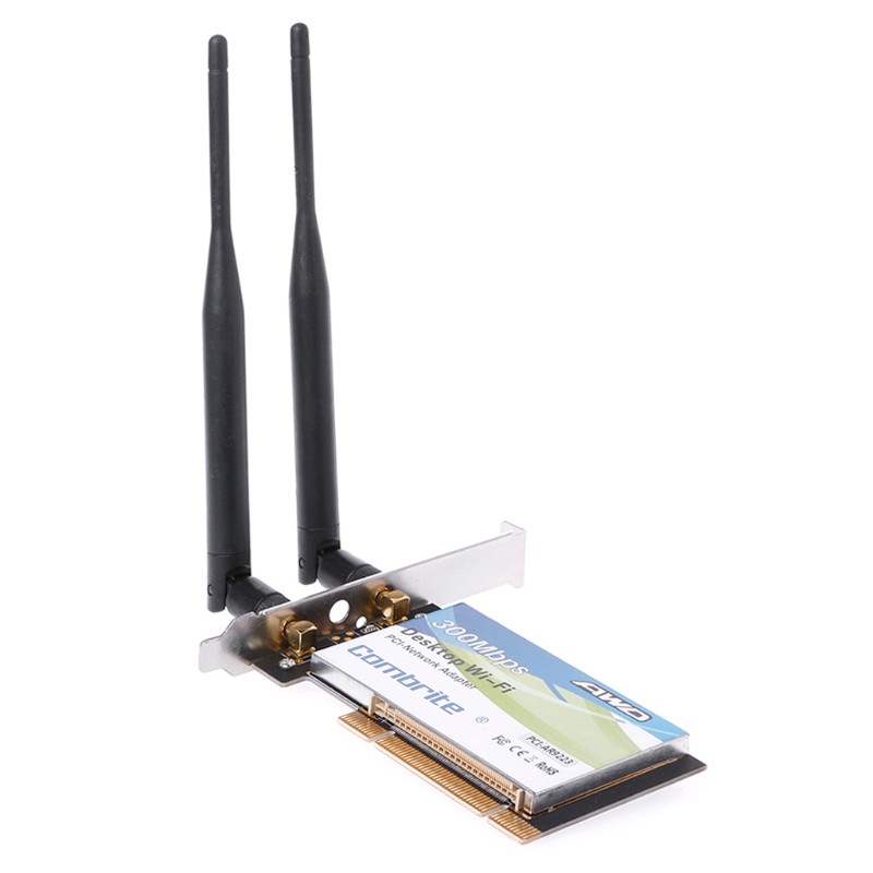 Card Wifi Không Dây Ar9223 Pci 300m 802.11b / G / N Cho Desktop Laptop 6db