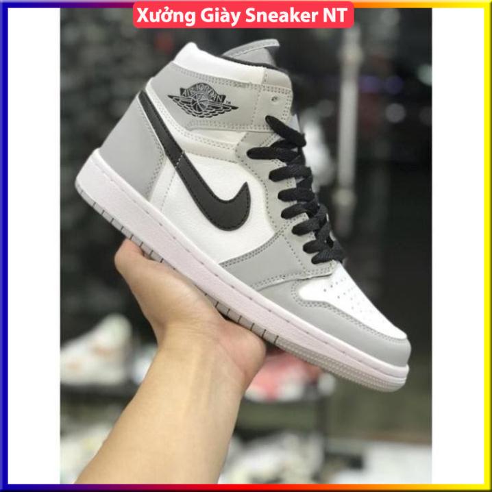 (skylamada) Giày thể thao Jordan 1 xám cao cổ, Giày sneaker Jodan cao cổ xám móc đen smoke grey nam nữ cao cấ