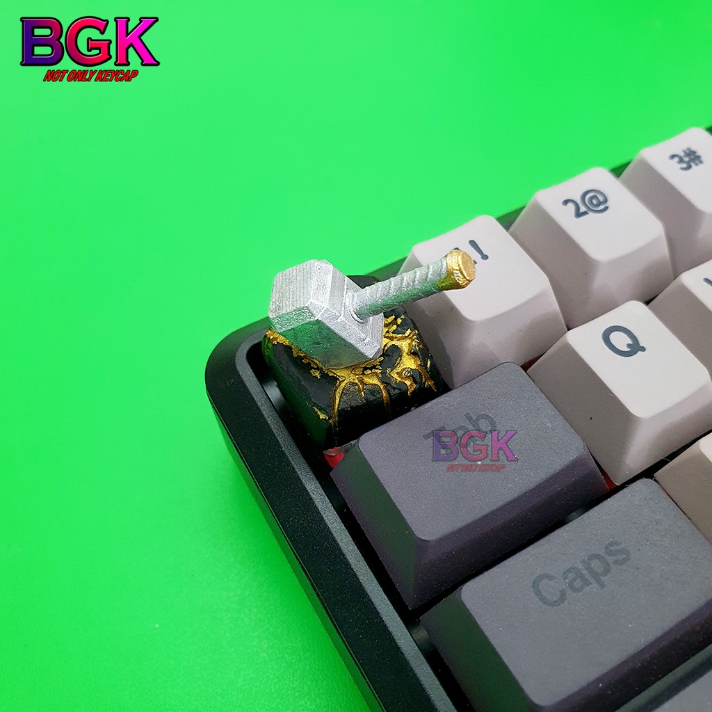 Keycap Lẻ Búa Mijolnir V2 Của thần sấm Thor không xuyên LED ( keycap resin độc lạ )( Keycap Artisan )