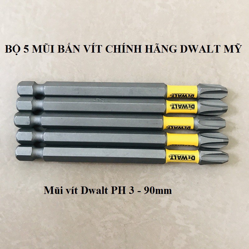 Bộ 5 Mũi Vít DeWalt Có Từ Ph3 Nhập Mỹ