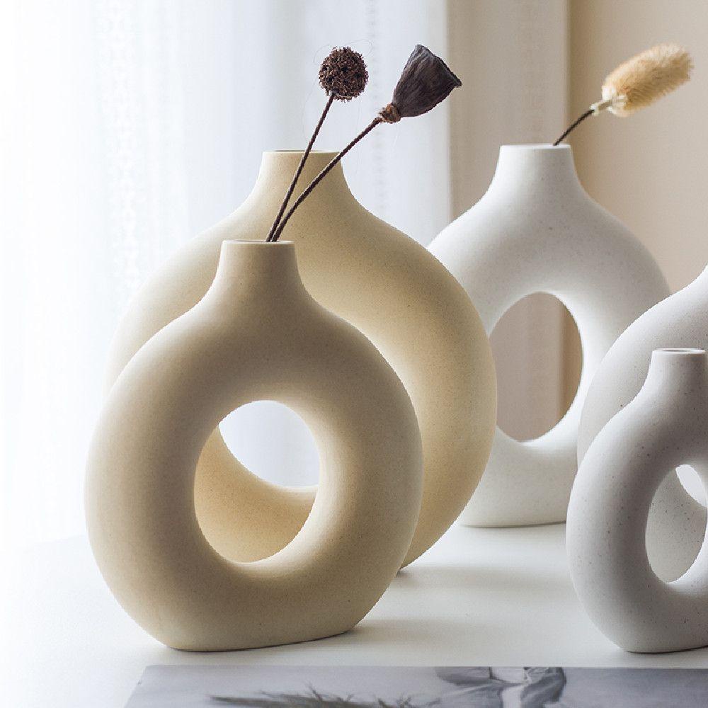 SUYO Bình Hoa Bằng Sứ Hình Bánh Donut Độc Đáo Trang Trí Nhà Cửa