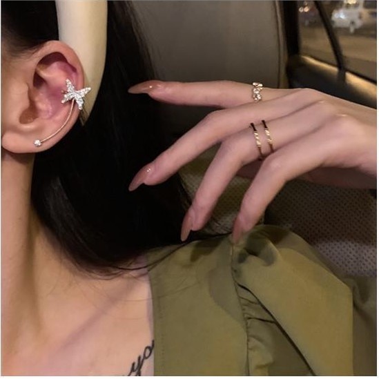 Set bông tai Bell Mew kẹp vành tai bướm vàng kim độc đáo BT278