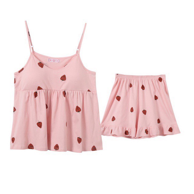 🍓 Bộ Đồ Ngủ 2 Dây Trái Dâu Tây Có Đệm Mỏng Siêu Cute 🍓-Z22-C9T2 | BigBuy360 - bigbuy360.vn