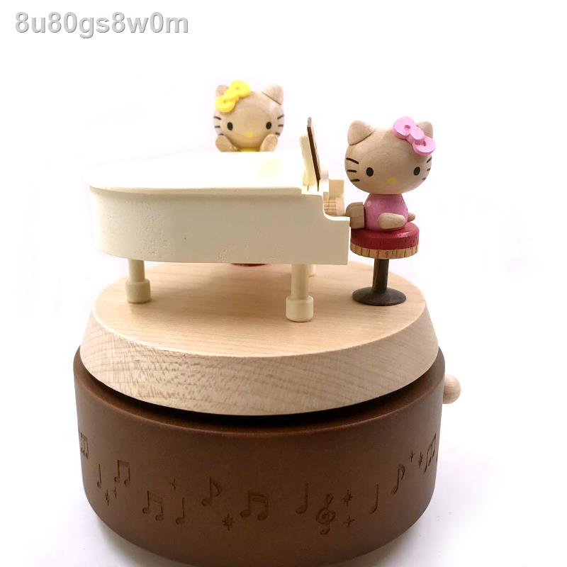 Đài Loan jeancard hộp âm nhạc hellokitty màu trắng piano hộp quà sinh nhật Giáng sinh tốt nghiệp qu