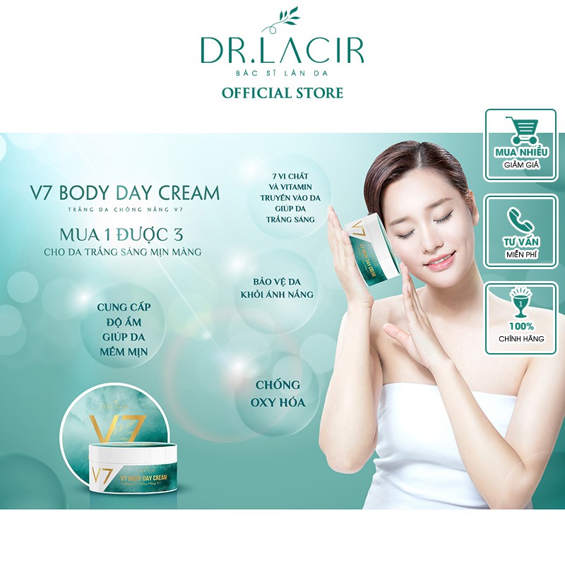 Kem Dưỡng Body Dr.Lacir Trắng Da Chống Nắng V7 180ml DR33