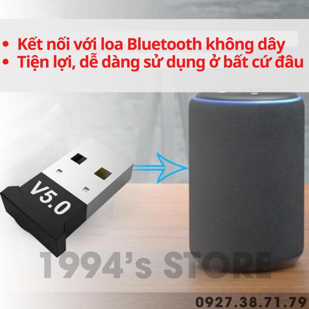 USB Bluetooth 5.0 bổ sung bluetooth cho máy tính để bàn, cho laptop bị hỏng Bluetooth hoặc dùng cho loa, bàn phím, chuột