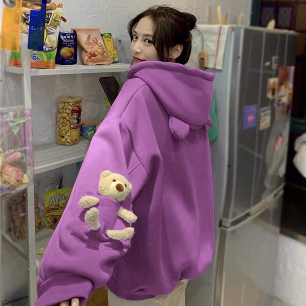 Áo Hoodie Nữ Tay Gấu Bông Mũ Có Tai Chất Dày Dặn Ấm Áp Mã 642 You Store | BigBuy360 - bigbuy360.vn