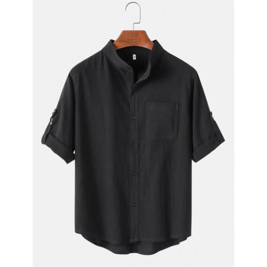 Z (NT) Áo Sơ Mi Nam Đũi Nhật Cổ Trụ | BigBuy360 - bigbuy360.vn