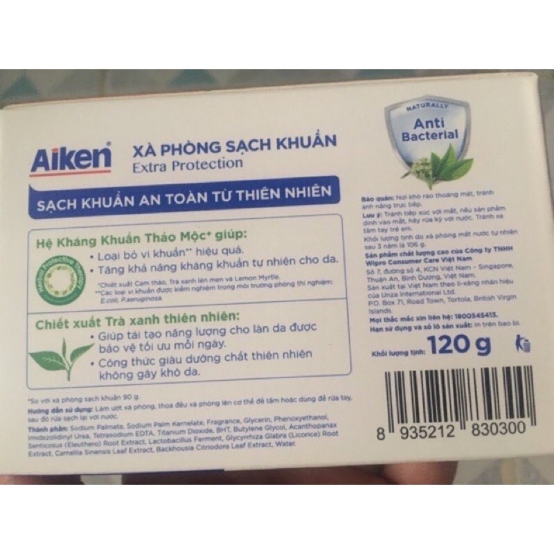 xà phòng bánh aiken diệt 99% vi Khuẩn