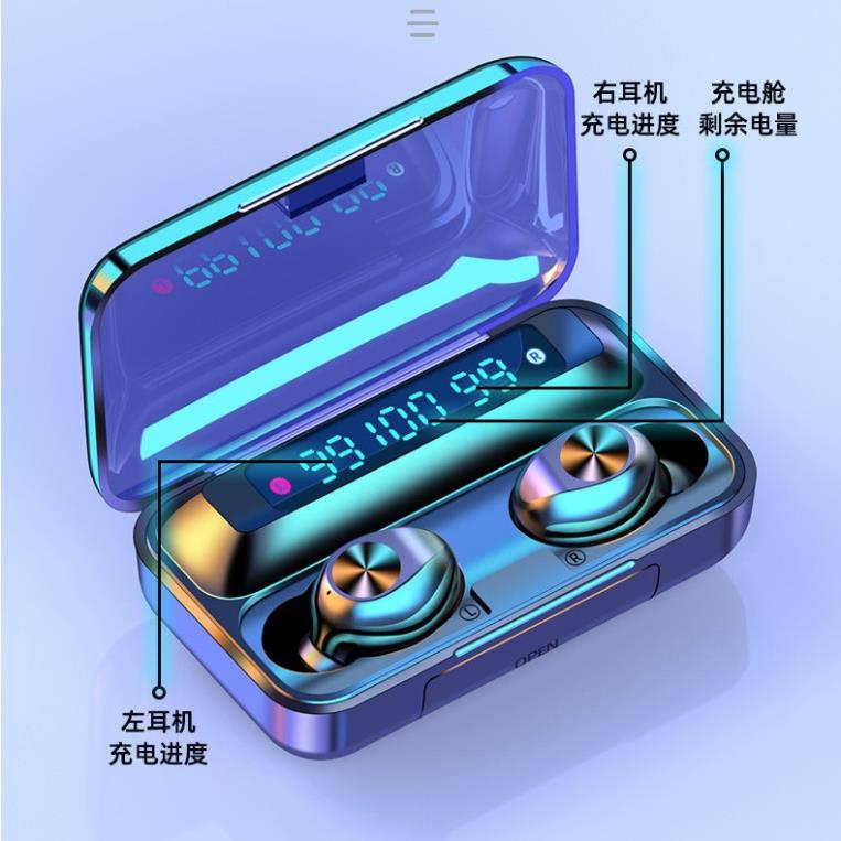 Tai nghe không dây Bluetooth TWS AMoi F9 Pro - Chống nước IP67 - Pin 2000maH - Dùng 600 tiếng
