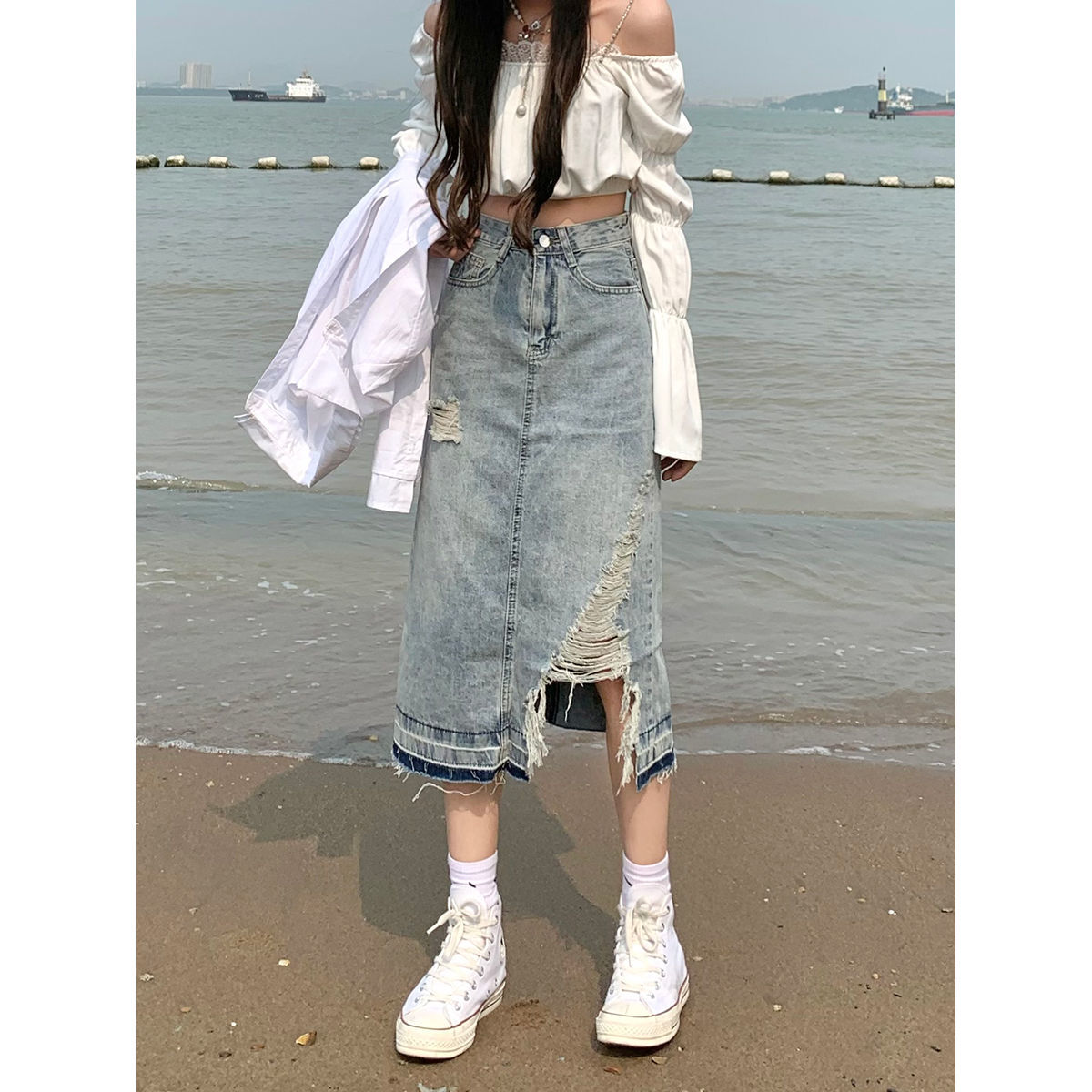 chân váy jean Lưng Cao Thời Trang Cho Nữ Size Lớn 2021 | BigBuy360 - bigbuy360.vn