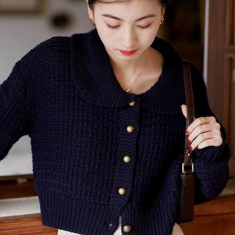 Áo Khoác Cardigan Dệt Kim Dáng Ôm Phong Cách Thời Trang Vintage Dành Cho Nữ