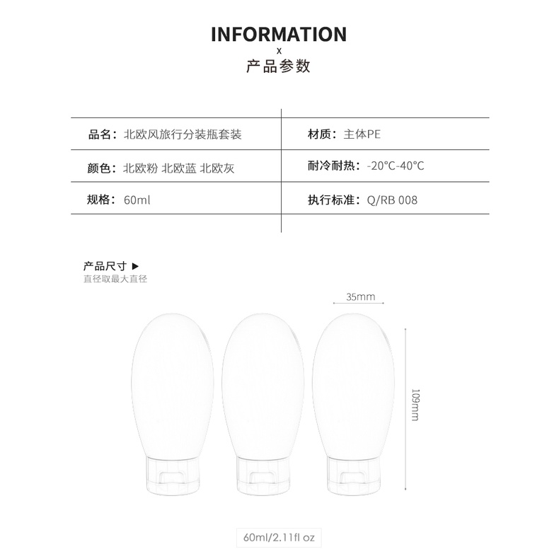 Set 3 Chai Chiết Sữa Tắm Du Lịch Màu Pastel